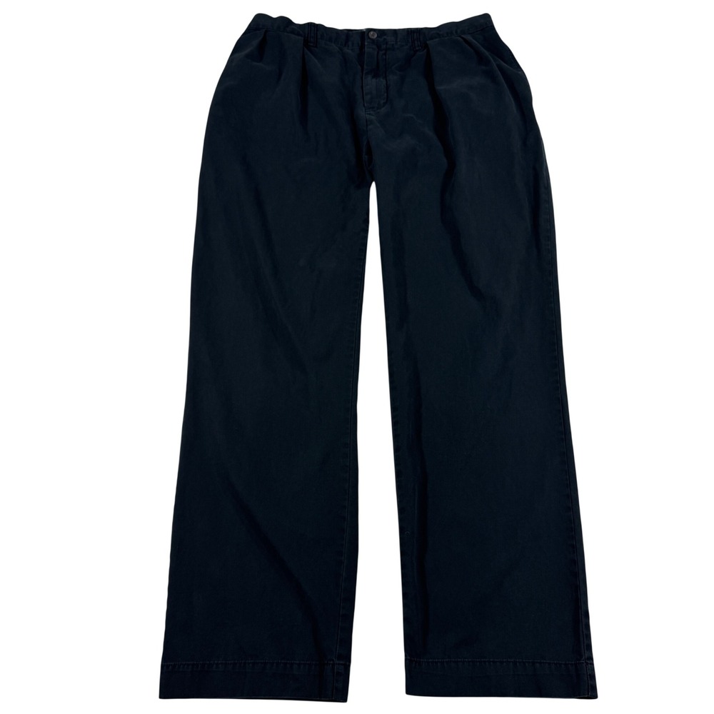 Polo Ralph Lauren Men's 36x32 Black Pleated Chino Pants Straight Leg Cotton